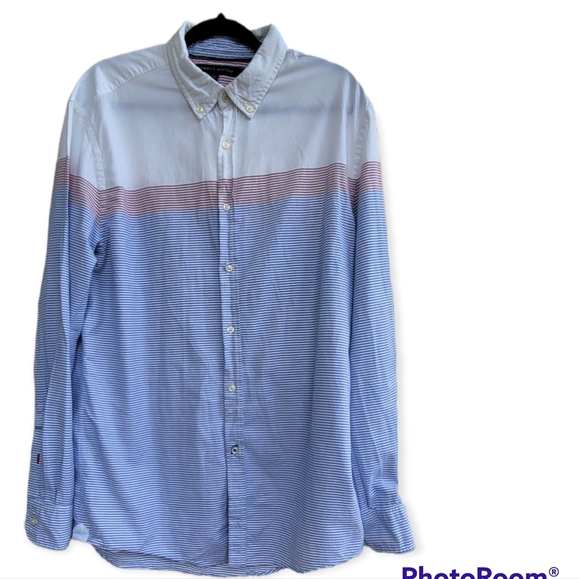 Tommy Hilfiger Men's XL Striped Regular Fit Long Sleeve Button Up Shirt. - Picture 1 of 7
